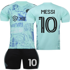 Hkedes 20, GREEN 10C 2024 Boys Girls Football Jersey Suit MESSI 10# Kids Sport Team Soccer Uniform