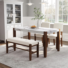 Merax Modern White&Brown Dining Set