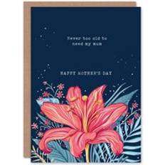 Mother's Day Party Supplies ARTERY8 Mother's Day Sincere Never Too Old To Need Mum Lily Floral Greeting Card Navy One Size