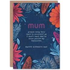 Mother's Day Party Supplies ARTERY8 Mother's Day Favourite Over Dad Fun Funny Humour Joke Mum Greeting Card Navy One Size