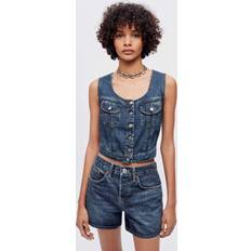 Re/Done Sleeveless Trucker Top - Whiskey Indigo