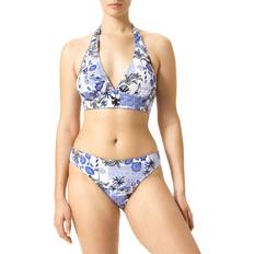 Natural Bikinis Hue Ocean City Reversible Halter Bikini Top Wedgewood