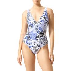 Natural Swimsuits Hue Ocean City Reversible V-Neck One Piece Swimsuit Wedgewood