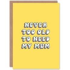 Mother's Day Party Supplies ARTERY8 Mother's Day Modern Bright Bold Never Too Old to Need Mum Greeting Card Yellow One Size