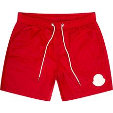 Moncler Men Swimwear Moncler Rubber Logo Drawcord Swim Shorts Scarlet Red