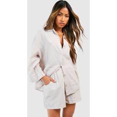 Boohoo Shorts boohoo Womens Textured Lightweight Cotton Elasticated Waist Shorts Beige