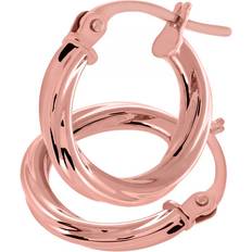 Womens 9ct Rose Gold Twist Hoop Earrings One