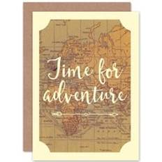 Party Supplies ARTERY8 Traveller Bon Voyage Adventure Leaving Work Home Old Map Greeting Card Plus Envelope Blank inside Beige One Size