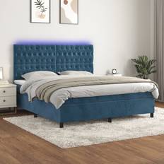 vidaXL Cama Box Spring Colchón y LED 180 x 200 cm - Azul