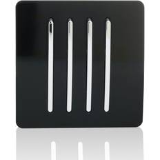 Trendi Switch 4 Gang 1 Way Artistic Modern Glossy 10 Amp Rocker Tactile Light Piano Black ART-SS7BK