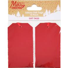 Red Gift Tags Pack of 10 Foil Christmas Tags Red