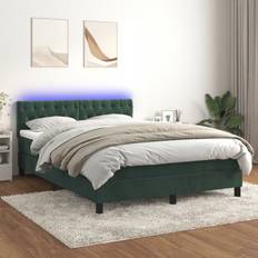 140cm Pacchetti Letto vidaXL Letto A Molle Con Materasso e LED Verde Scuro 140x200 cm