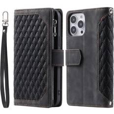 Apple iPhone 13 Pro Max Plånboksfodral A-One Brand 13 Pro Max Plånboksfodral Rhombus Grid Svart TheMobileStore 13 Pro Max tillbehör