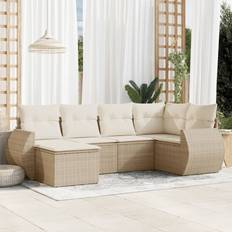 Havemøbler vidaXL Sofasæt Til Haven 6 Dele Med Hynder Polyrattan Beige Loungesæt
