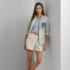 Ralph Lauren Women Shorts Ralph Lauren Striped Pleated Short in Cream/Blue