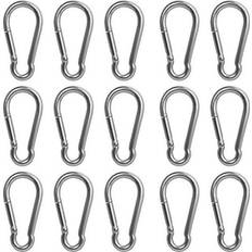 Belle Vous Stainless Steel Snap Spring M4 Hook Carabiner Clips 15 Pack 4cm16 Multipurpose Durable OutdoorIndoor Carabiners for Keychains Camping