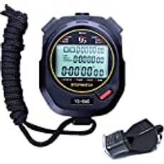 Stop Watches LAOPAO LAOPAO Stoppur, 60 minne 1/100 sekund precision timer med stoppfunktion och tyst visselpipa för basket, fotboll, baseboll, utomhussporter
