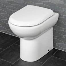 Aquari btw Back To Wall Toilet Pan wc Round Modern Top Mount Soft Close Seat White White