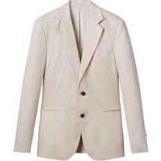 Clothing Reiss Mens Stone Kin Notch-lapel Slim-fit Single-breasted Linen Blazer