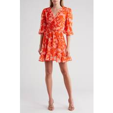 Korte jurk - Oranje Jurken Taylor Faux Wrap Belted Dress