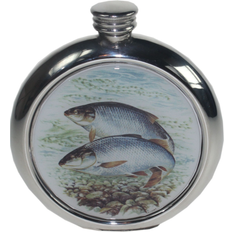 Fickpluntor Wentworth Pewter 6oz Round Roach Pewter Picture 4766PICLA Hip Flask