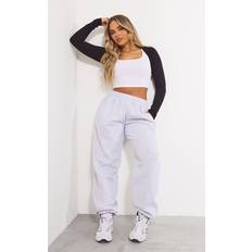 Grey - Women Trousers PrettyLittleThing Ash Grey Pintuck Detail Oversized Joggers, Ash Grey