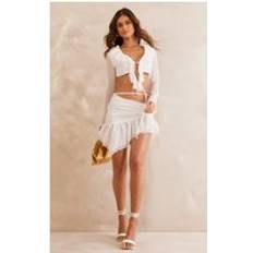 Chiffon Skirts PrettyLittleThing White Textured Chiffon Ruffle Hem Mini Skirt, White