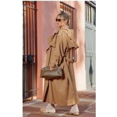 Beige - Women Coats PrettyLittleThing Warm Beige Hooded Oversized Woven Trench Coat