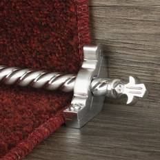 Red Stair Carpets runrug Country Brushed Chrome Finish Bordeaux Spiral Red