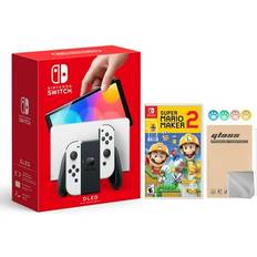 Game Consoles Nintendo Switch OLED Model White Joy Con 64GB Console Improved HD Screen & LAN-Port Dock with Super Mario Maker 2 And Mytrix Accessories JP Version Region Free