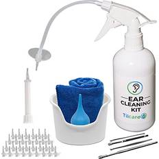 Ear Wax Removal Tool by Tilcare Ear Irrigation Flushing System for Adults & Kids Perfect Ear Cleaning Kit Includes Basin, Syringe, Curette Kit, Towel and 30 Disposable Tips