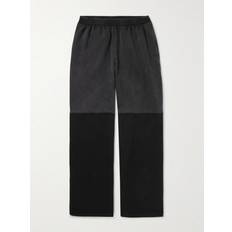 Denim / Jeansstoff Bukser Balenciaga Wide-Leg Panelled Cotton-Jersey and Denim Trousers Men Black