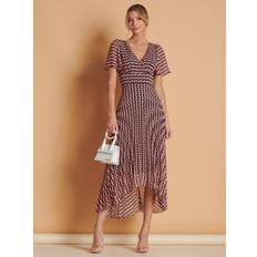 Jolie Moi Chiffon Abstract Print Midi Dress, Pink Geo