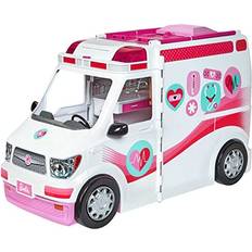 Barbie Clinic: Transforming Vehicle & Ambulance Playset, 2 feet with Lights & Sounds, Surpises & 20 Pieces for Kids 3 to 7 Years Old, FRM19