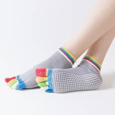 Fitness Greenzech Colorful Grey Women Anti Slip Elastic Yoga Socks 5 Fingers Toe Ballet Girls Pilates Fitness Gym Sport Colourful