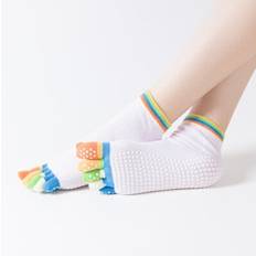 Fitness Greenzech Colorful White Women Anti Slip Elastic Yoga Socks 5 Fingers Toe Ballet Girls Pilates Fitness Gym Sport Colourful