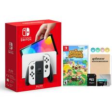 Nintendo Switch OLED Model White Joy Con 64GB Console Improved HD Screen and LAN-Port Dock with Animal Crossing: New Horizons and Mytrix Accessories 2021 New