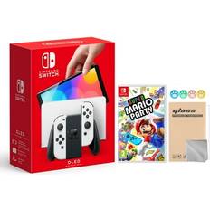 Game Consoles Nintendo Switch OLED Model White Joy Con 64GB Console Improved HD Screen & LAN-Port Dock with Super Mario Party And Mytrix Accessories JP Version Region Free