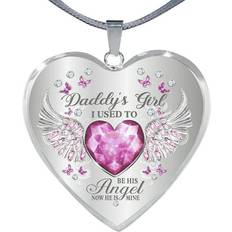 Necklaces XIAQUJ Daddy Angelss Dad and Daughter Angelss Wingsss Heart Drop Necklace Angelss Wing Jewelry Necklace for Dad Daughter Heart Memorial Keepsake Necklaces & Pendants