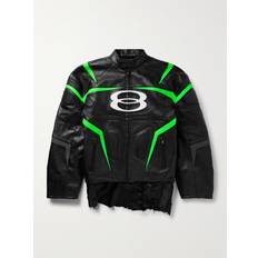 Balenciaga Ytterkläder Balenciaga Racer Oversized Distressed Panelled Leather Jacket - Black