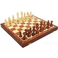BOGAZY Schackset Schackspel Schackbräde Schack Massivträ Set Trä Vikbräde Schack Pedagogiska spel Familjeaktiviteter Schackset Schackbrädspel Color A, Size 39 * 39cm