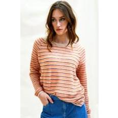 Helsa Stripe Knit Sweater Orange/ Pink