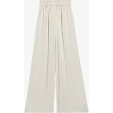 Claudie Pierlot Womens Bruns Smocked-waistband Wide-leg Satin Trousers