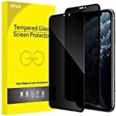 JeTech Privacy Full Täckning Skärmskydd för iPhone 11 Pro Max/XS Max 6,5 Tum, Anti Spy Screen Protector Privat Härdat Glas Film, Fall Vänlig, 2-Pack