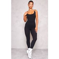 Jumpsuits & Overalls PrettyLittleThing Black Rib Double Strap Jumpsuit