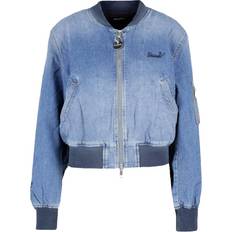 Diesel Women Outerwear Diesel DE BRUCY Womens Bomber Jacket Long Sleeve Blue Varsity Denim Jacket