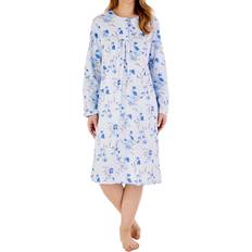 Cotton Nightgowns Slenderella Blue, 24/26 ND88107 Women's Floral Cotton Nightdress