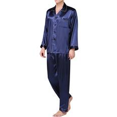 3XL Pyjamas Sexydance Blue, 3XL Sexydance Mens Silk Satin Pajamas Sleepwear Set Boy Nightwear Loungewear