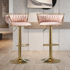 Yellow Seating Stools Everly Quinn Upholstered/Velvet/Metal Seating Stool