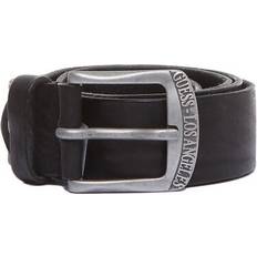Guess Men Belts Guess Plain Crackle Leather Belt - Black